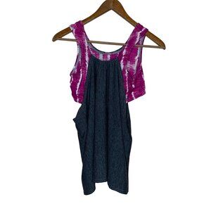 Tank Top Sports Bra Pink Tie Dye Gray Flowy Hem Athletic Women's Size Medium